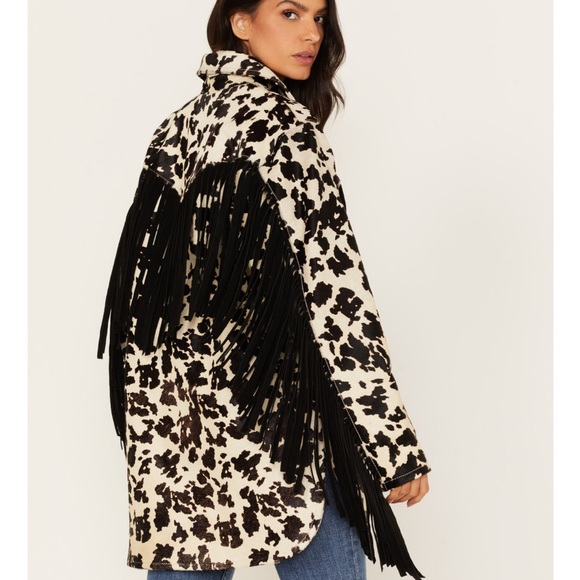 IDYLLWIND WOMEN'S HAIR-ON COW HIDE FRINGE SHACKET Size XL - Picture 4 of 11